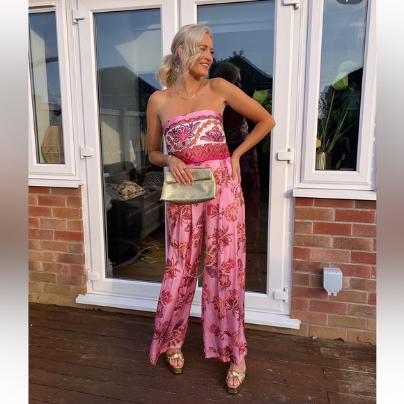 ZARA STRAPLESS FLORAL PRINT JUMPSUIT - Picture 12 of 16